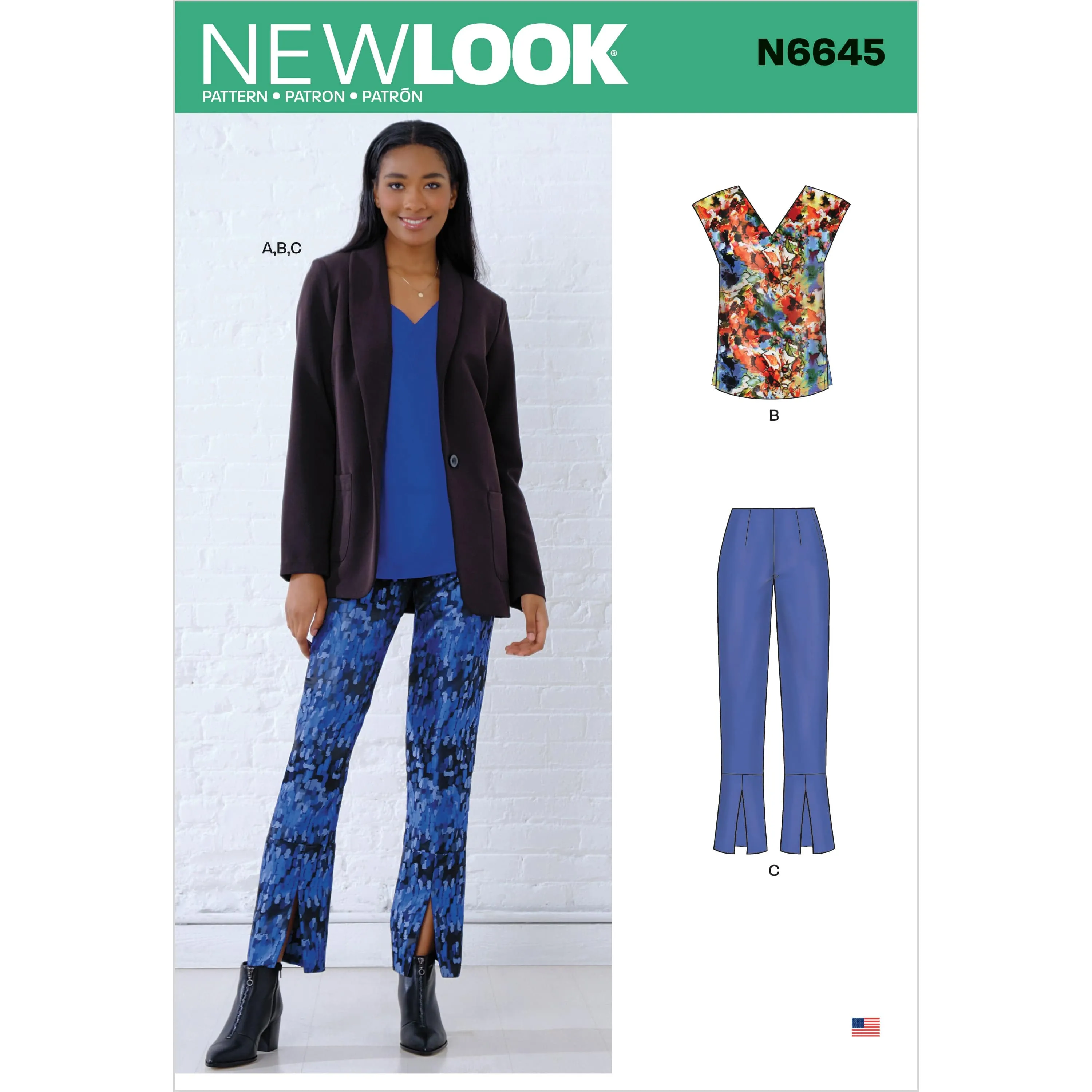 6645 New Look Sewing Pattern N6645 Misses' Jacket, Top and Pants