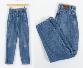 80s Lee Acid Wash High Waist Mom Jeans - XXS