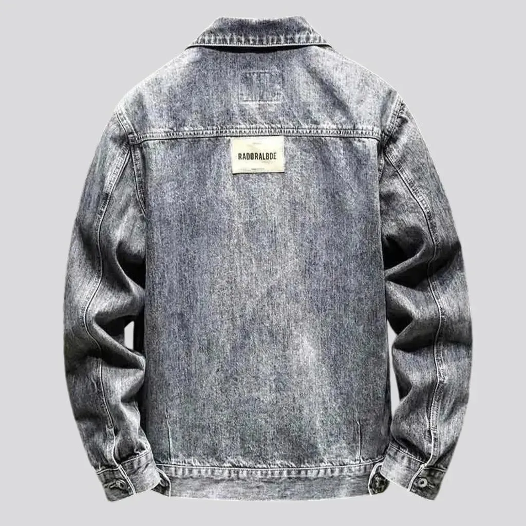 Abraded vintage fashion men's jean jacket