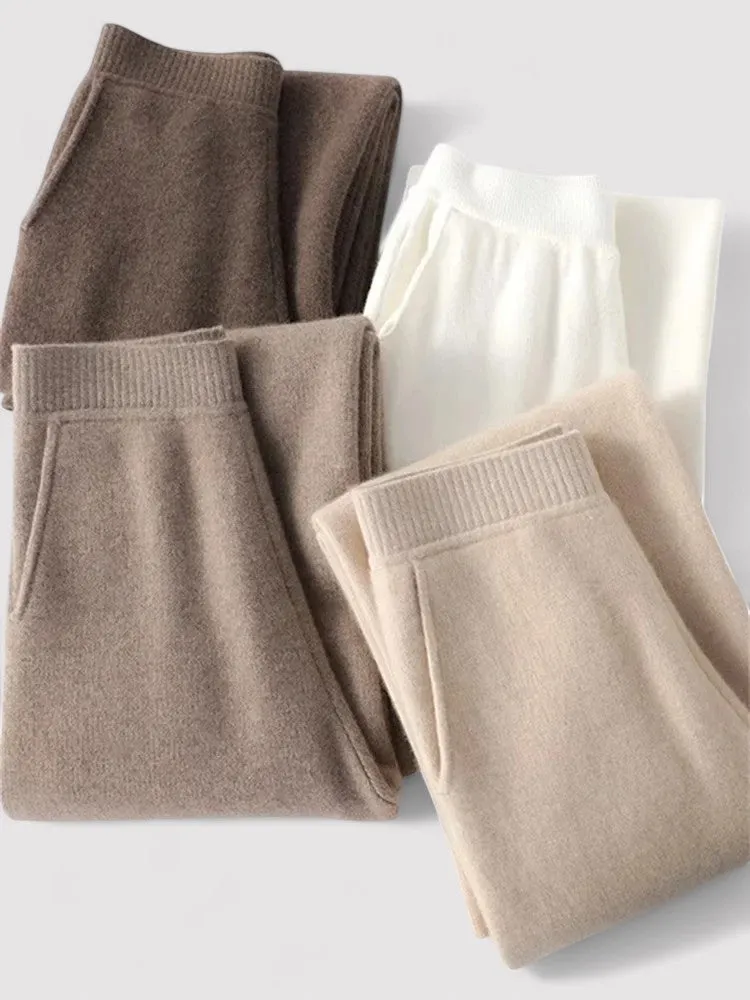 Ancien | Women's High Waist Wide Leg Cashmere Sweatpants