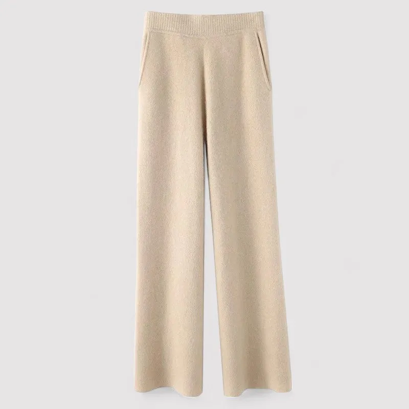 Ancien | Women's High Waist Wide Leg Cashmere Sweatpants