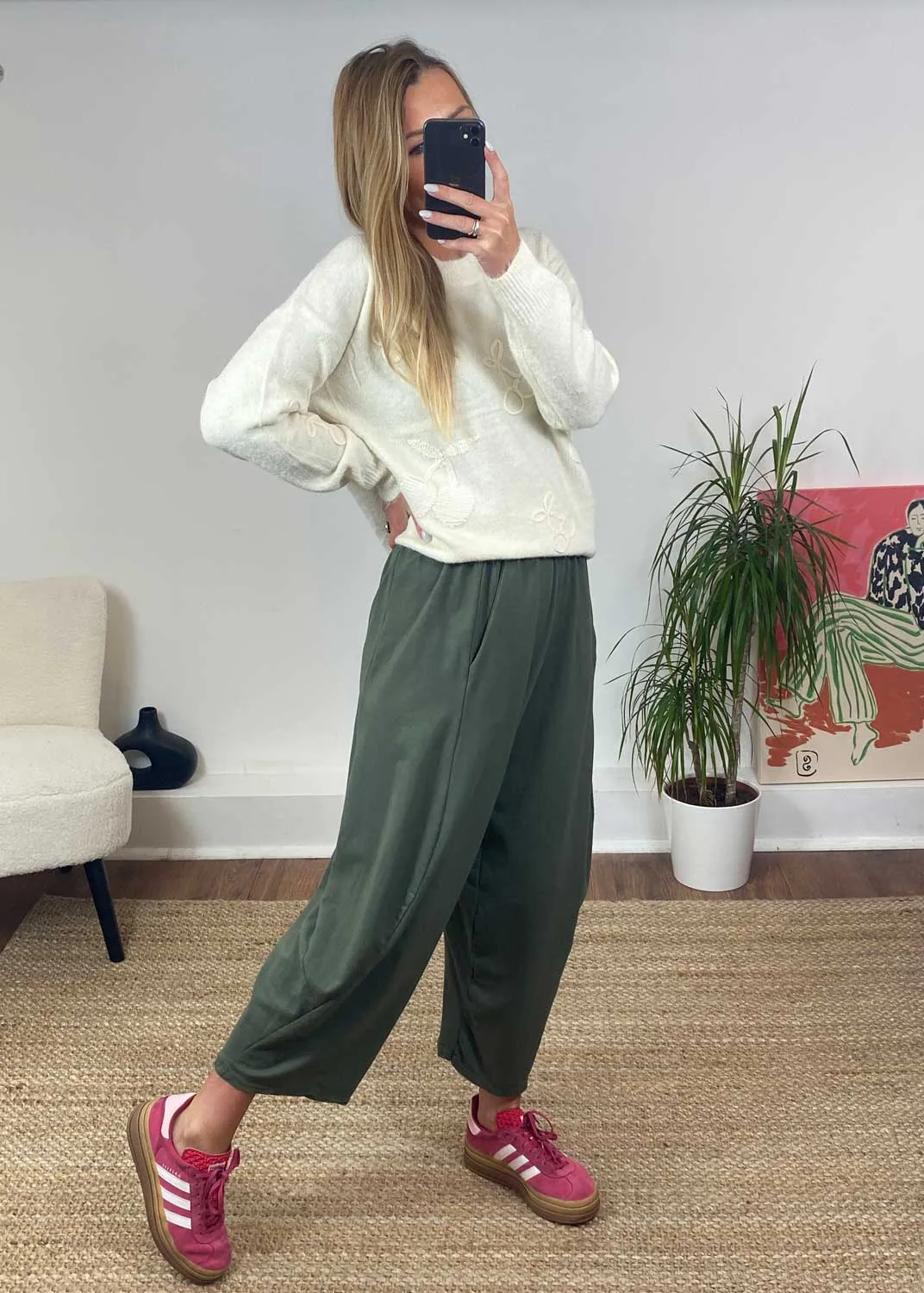 Aspen Jersey Carrot  Pants in Khaki