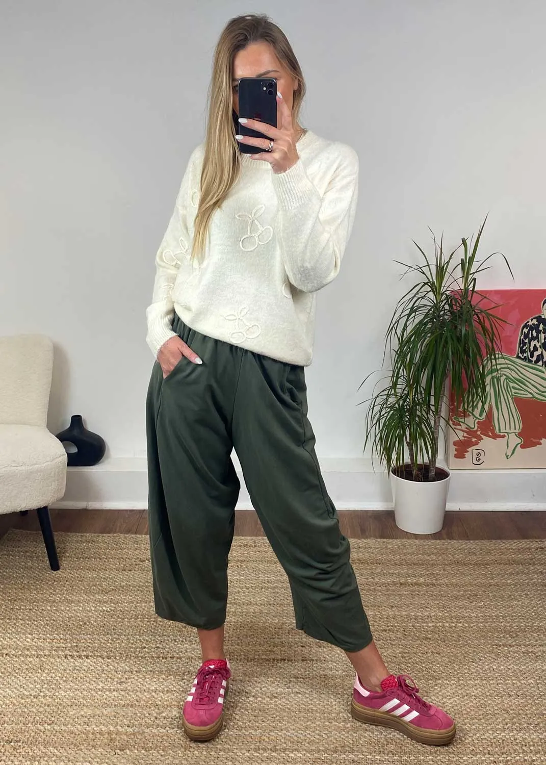 Aspen Jersey Carrot  Pants in Khaki