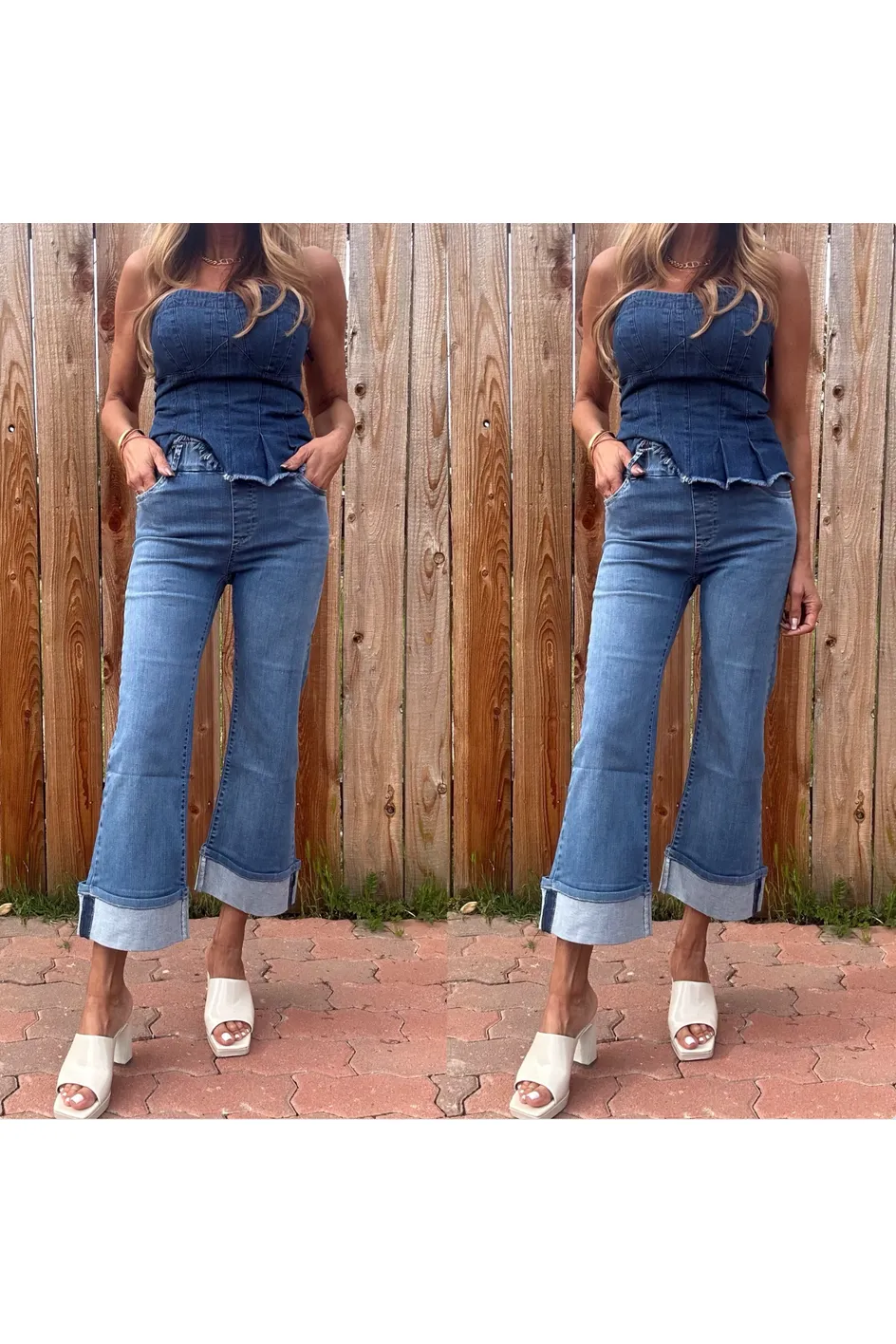 Bevy Flog Jasmine Cropped Wide Leg Pants | Denim | Offered Online Only