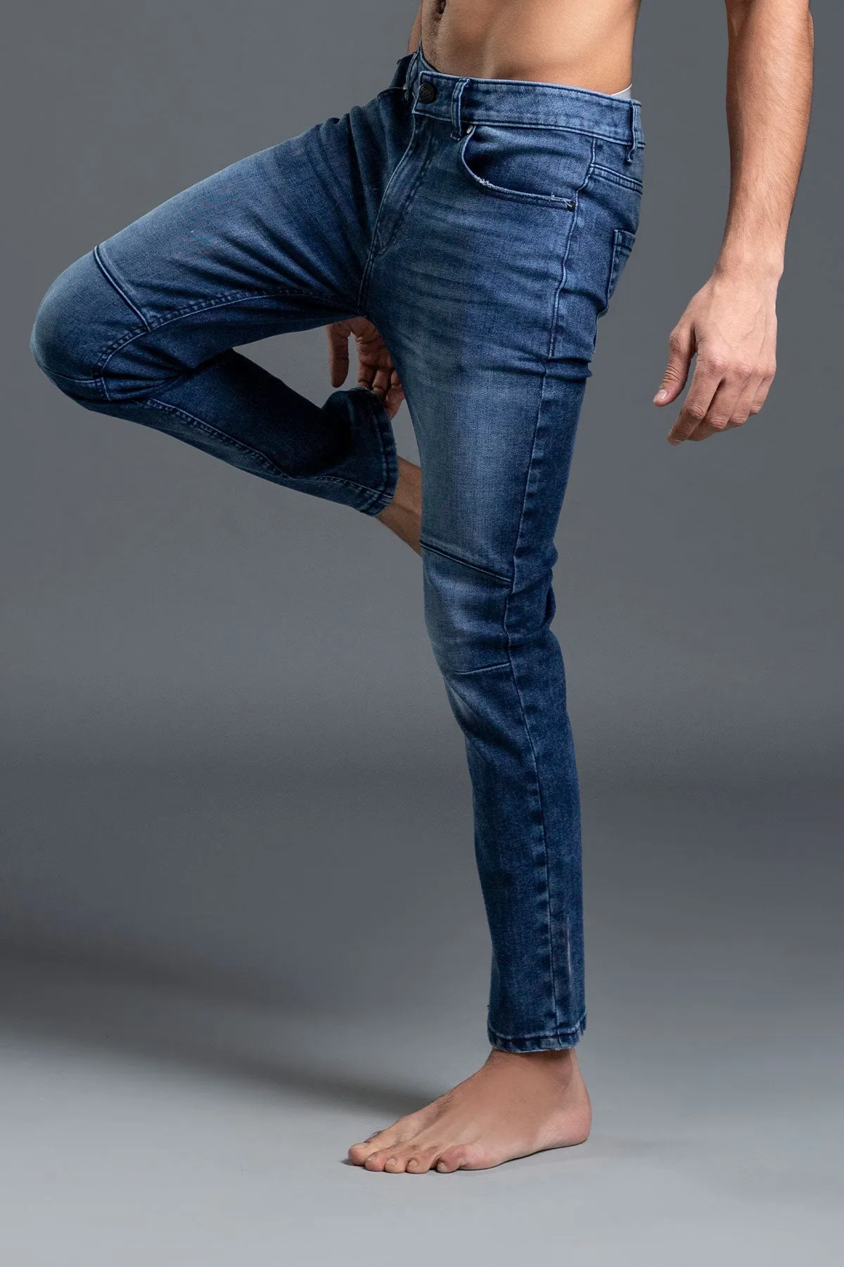 Biker Jeans (Ocean Blue) (Blue biker )