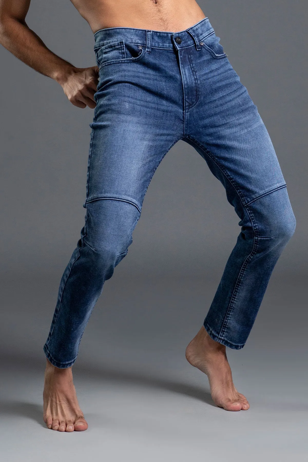 Biker Jeans (Ocean Blue) (Blue biker )