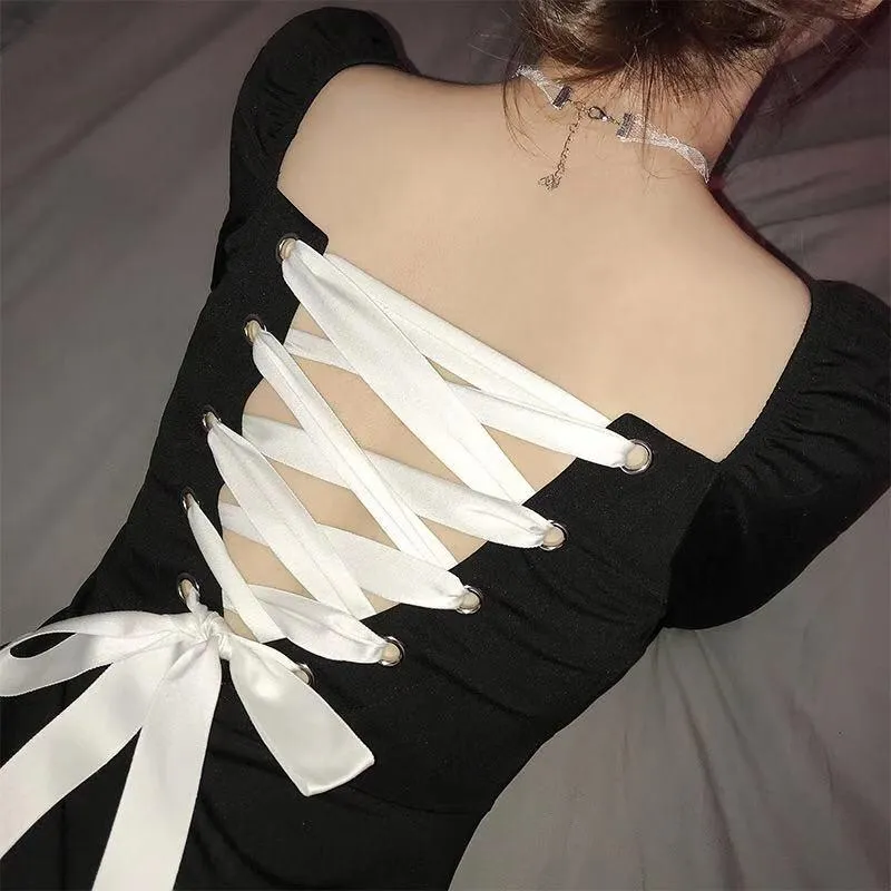 Black Bandage Back Mini Dress