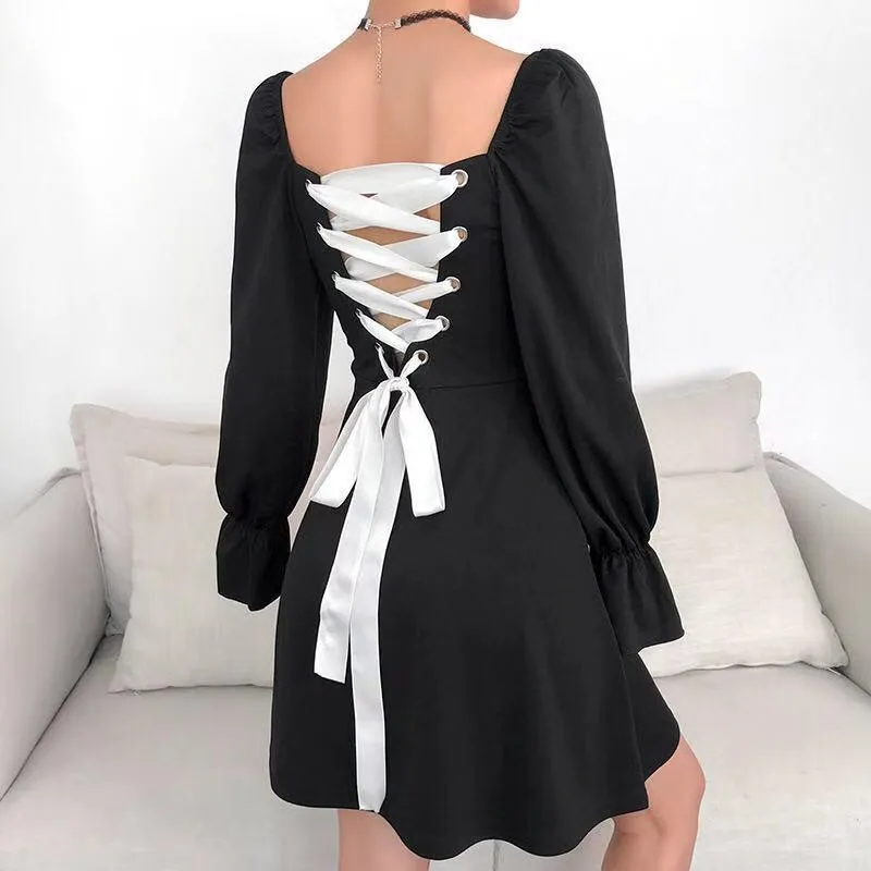 Black Bandage Back Mini Dress