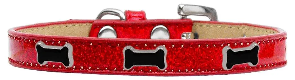 Black Bone Widget Dog Collar Red Ice Cream Size 16