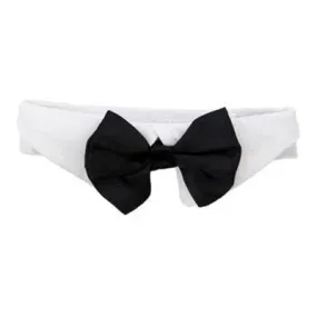 Black Satin Bow Tie with White Collar for Dogs from Doggie Design