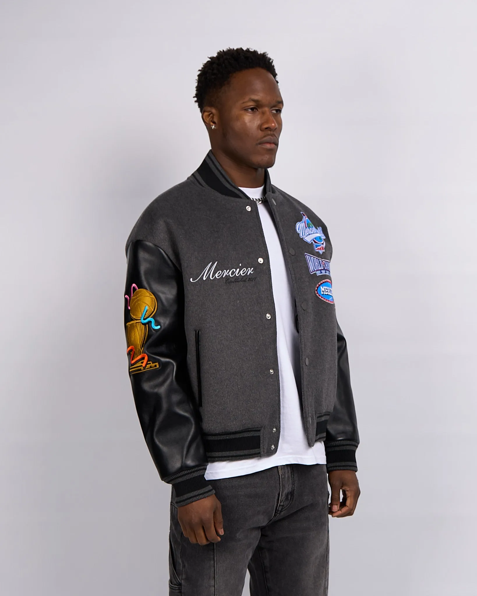 Black Steel Rodman Varsity Jacket