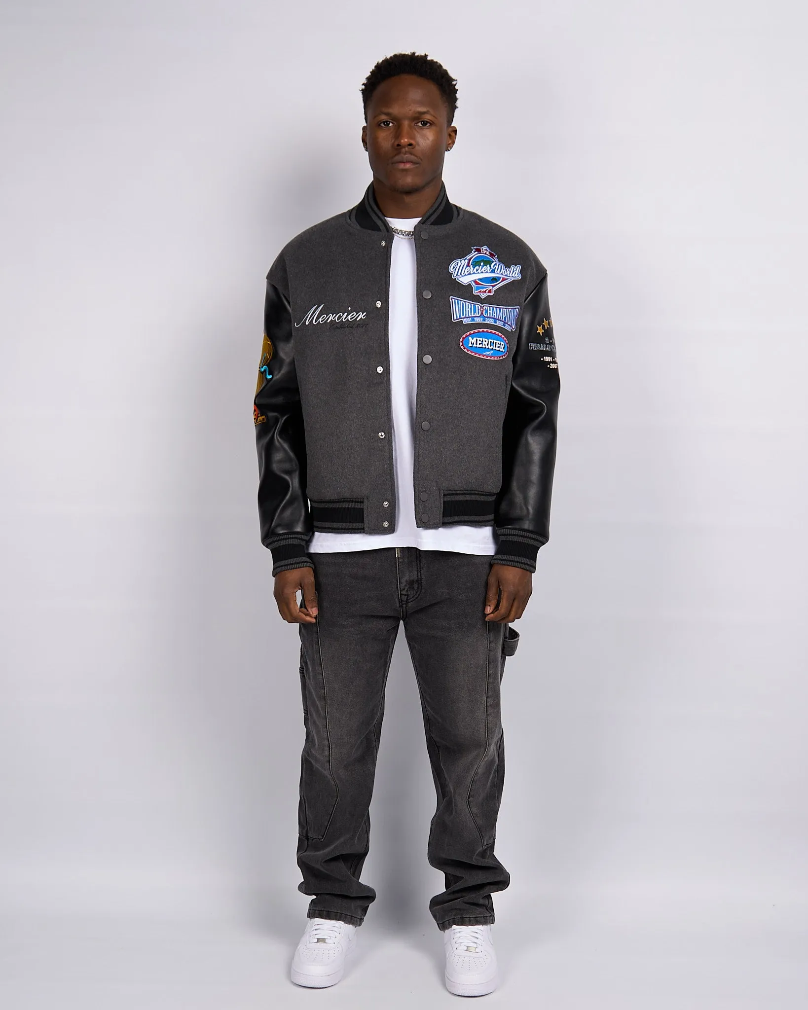 Black Steel Rodman Varsity Jacket