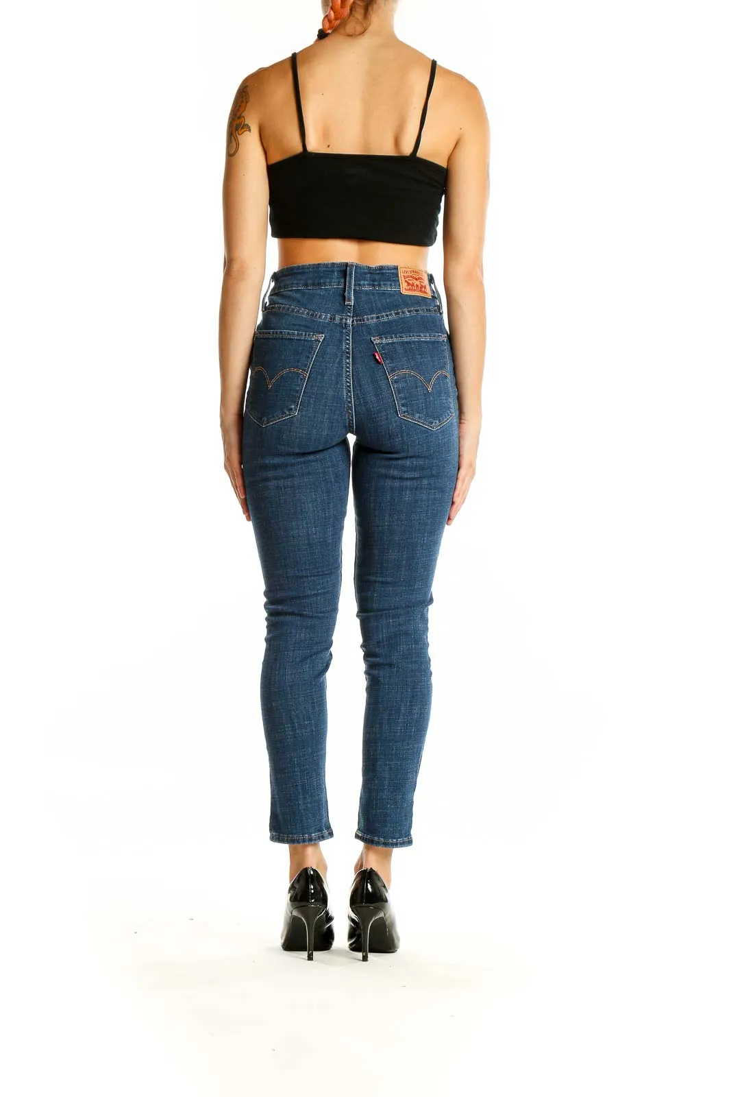 Blue Classic Straight Leg Denim Jeans