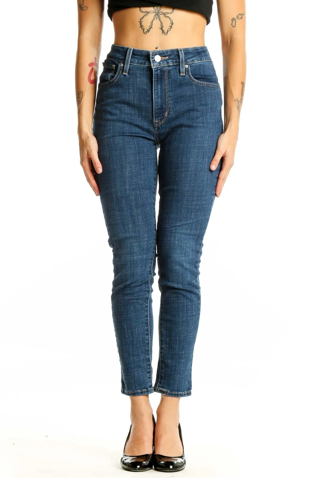 Blue Classic Straight Leg Denim Jeans