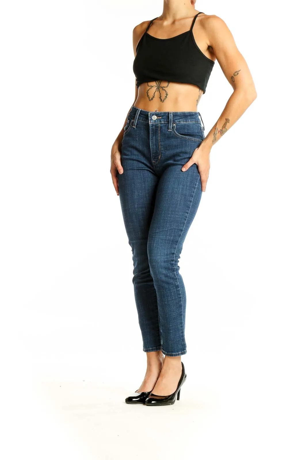 Blue Classic Straight Leg Denim Jeans