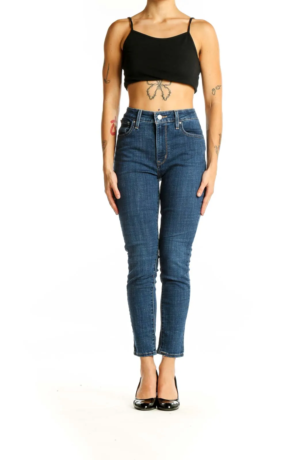 Blue Classic Straight Leg Denim Jeans