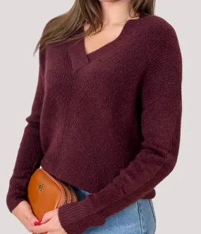 Burgundy Warm Wool Blend Womens Jumper