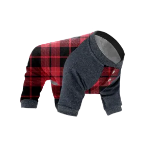 Canada Pooch Frosty Fleece Sweatsuit - Red Plaid