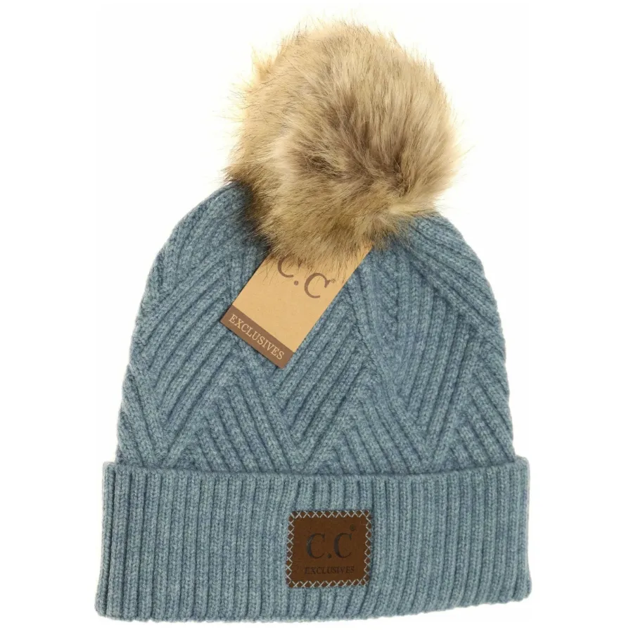 C.C. Patch Heathered Pom Hat - 4 Colors!