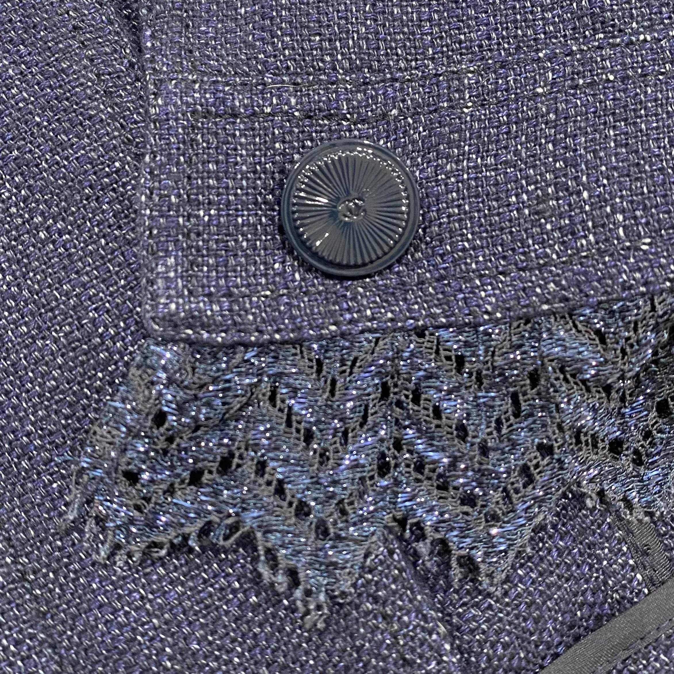 Chanel Navy Linen Crop Jacket