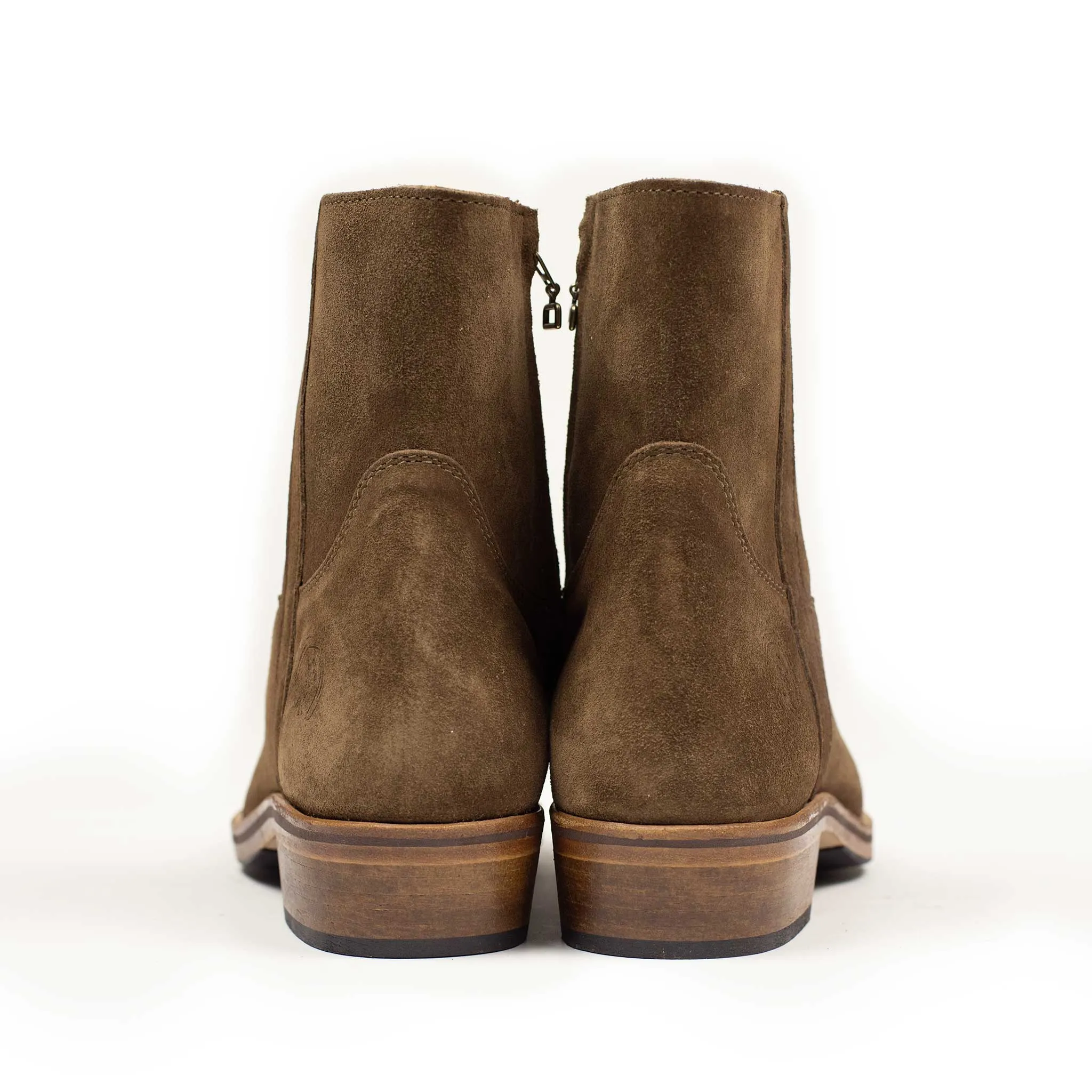 Clint side-zip boots taupe suede (restock)