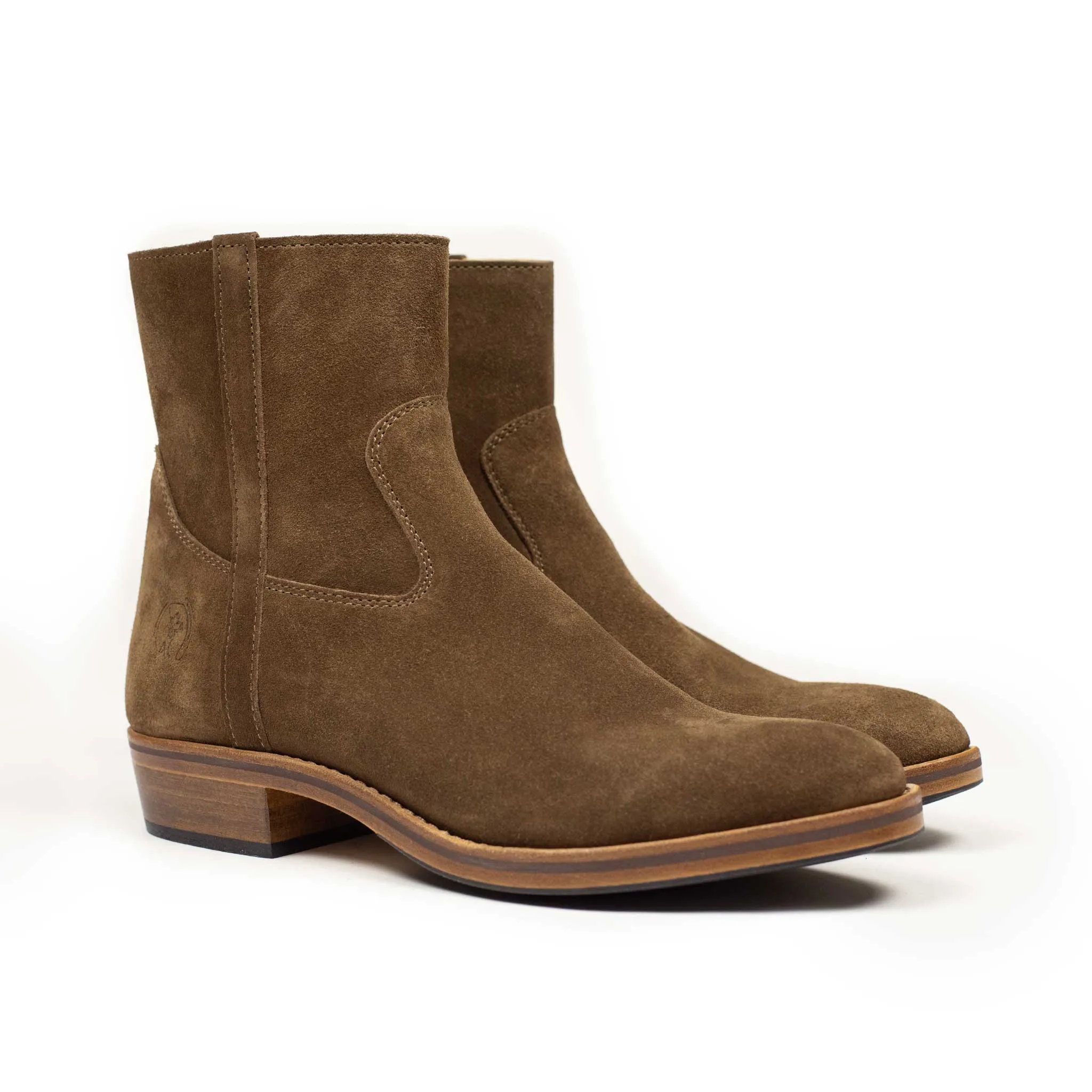 Clint side-zip boots taupe suede (restock)