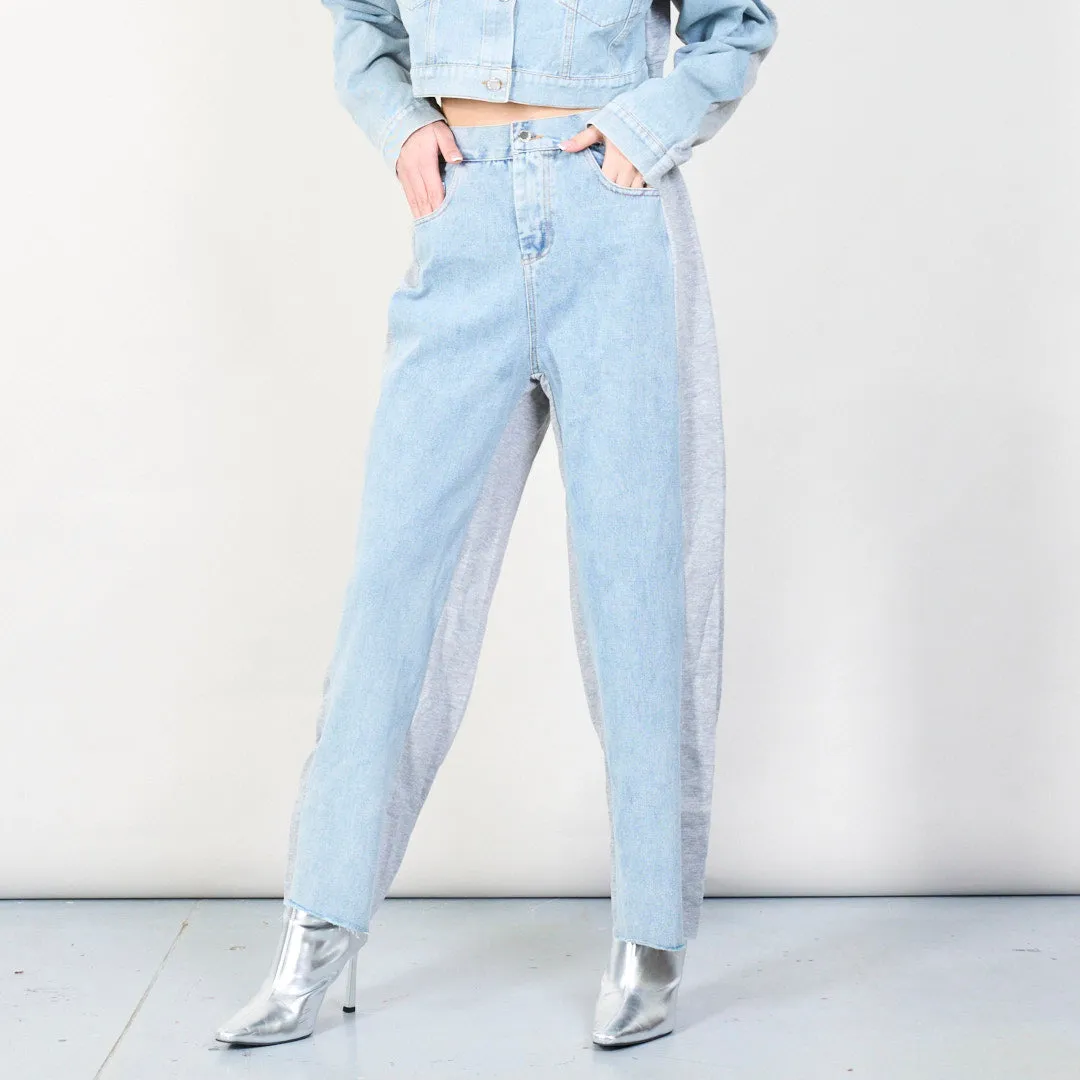 Contrast panel denim jacket and pants set wholesale