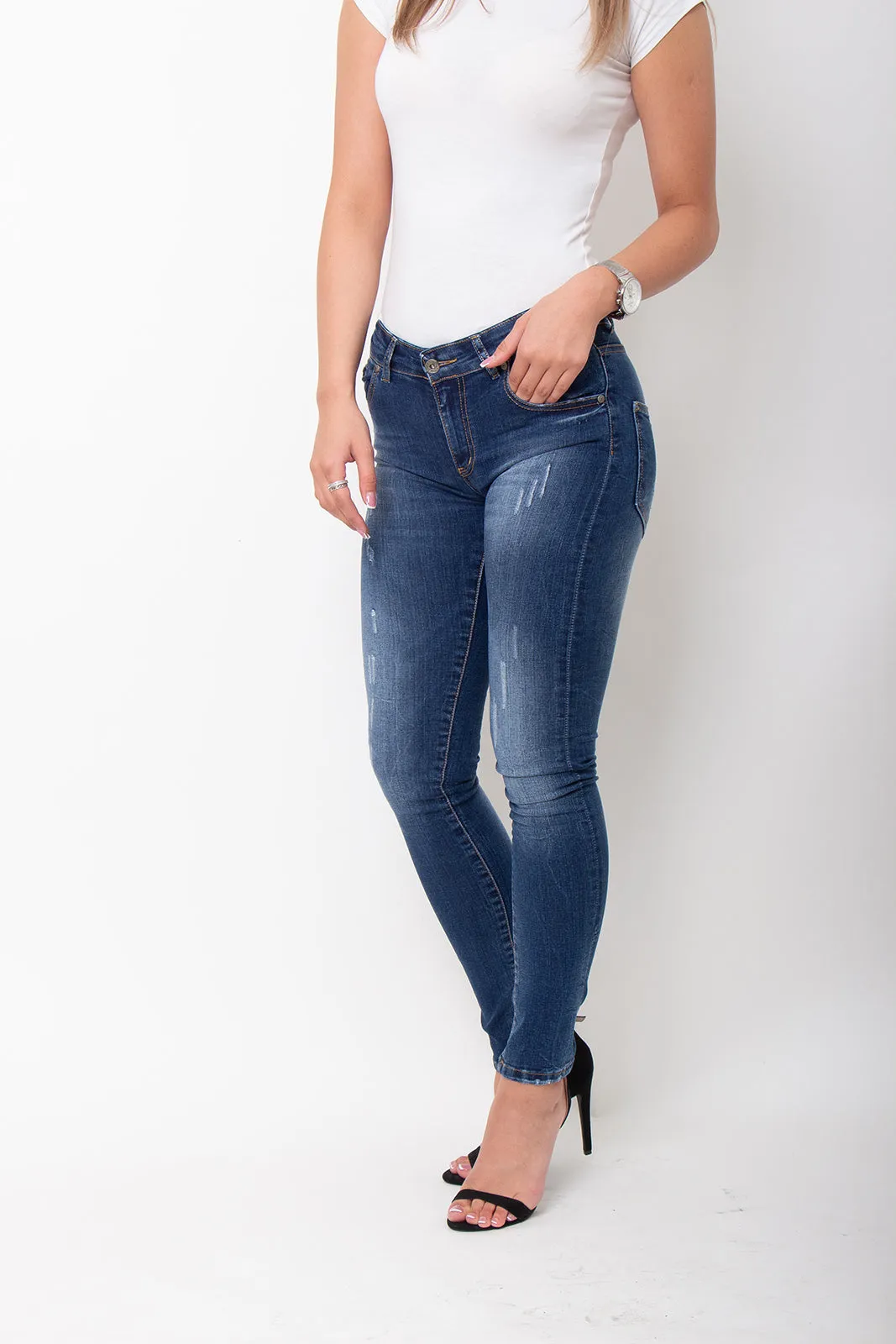 Damen Skinny Blue Jeans