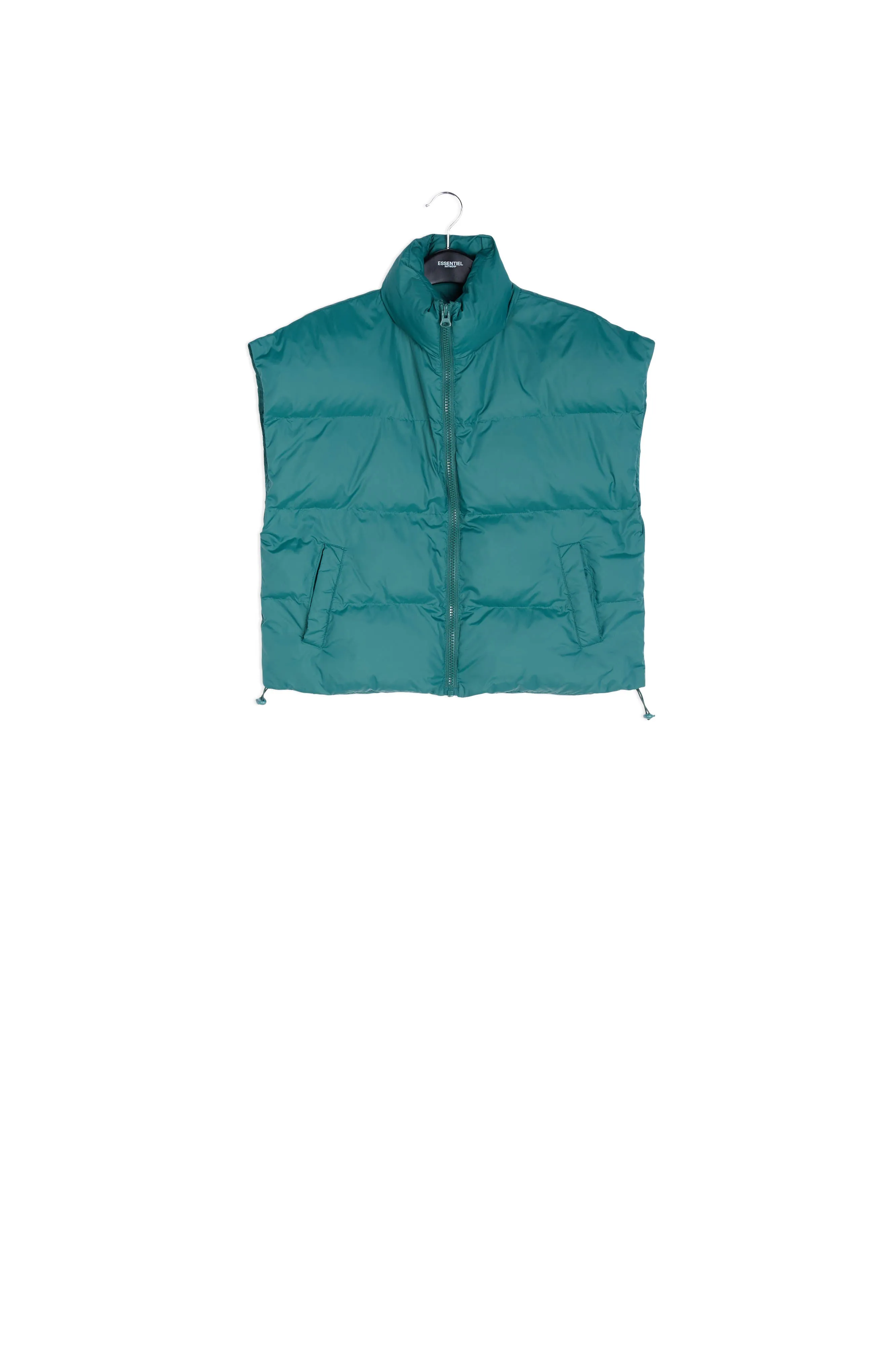 Dark green sleeveless puffer jacket