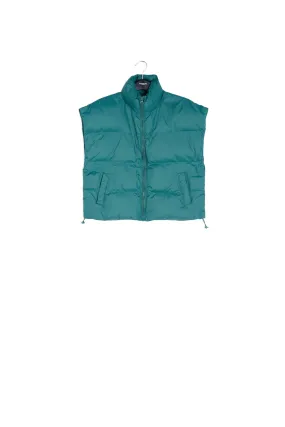 Dark green sleeveless puffer jacket