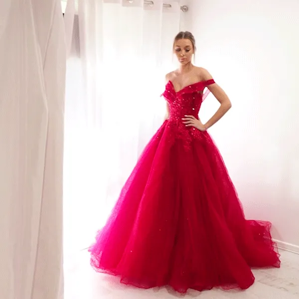 Dark red princess gown