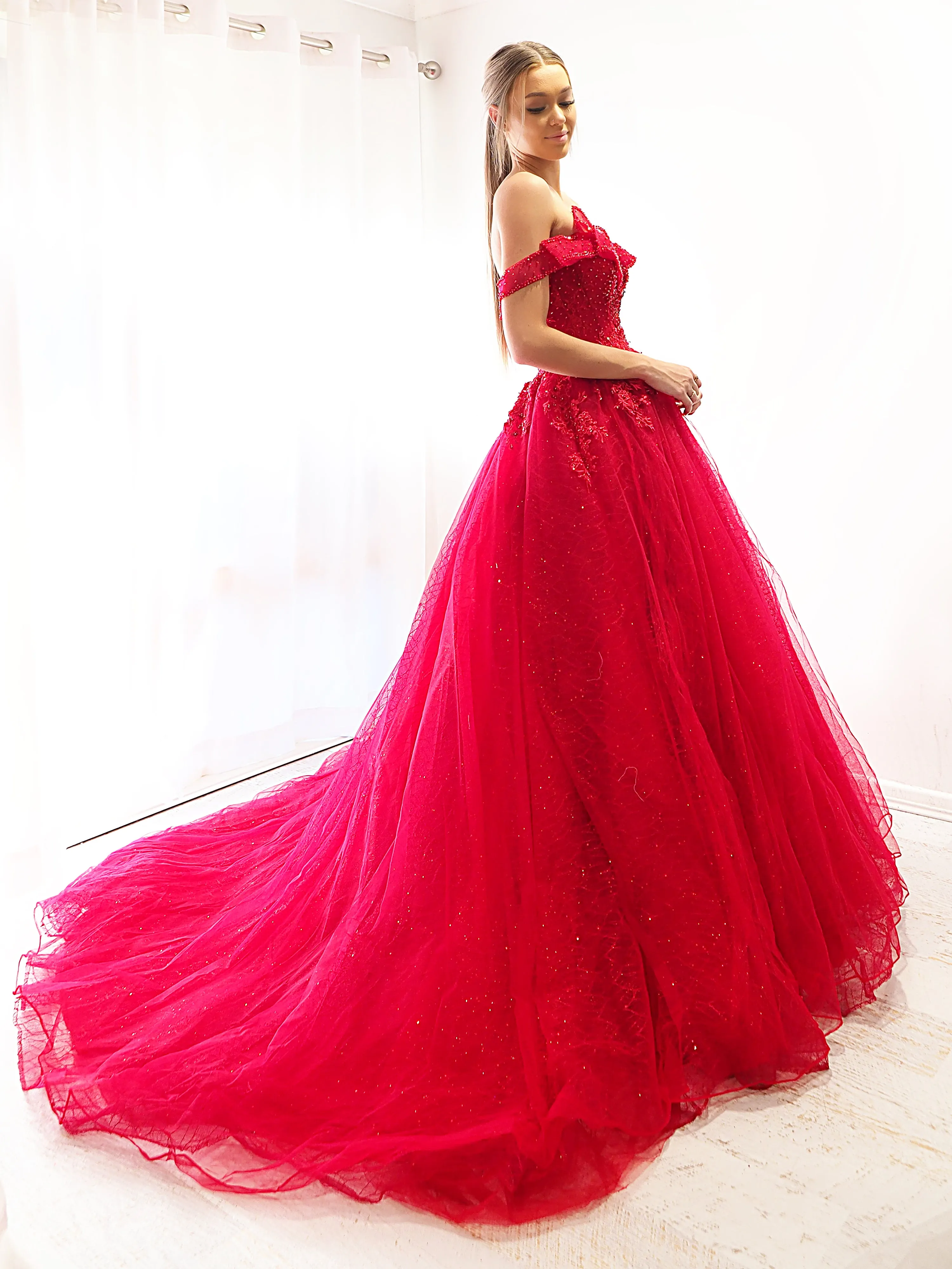 Dark red princess gown