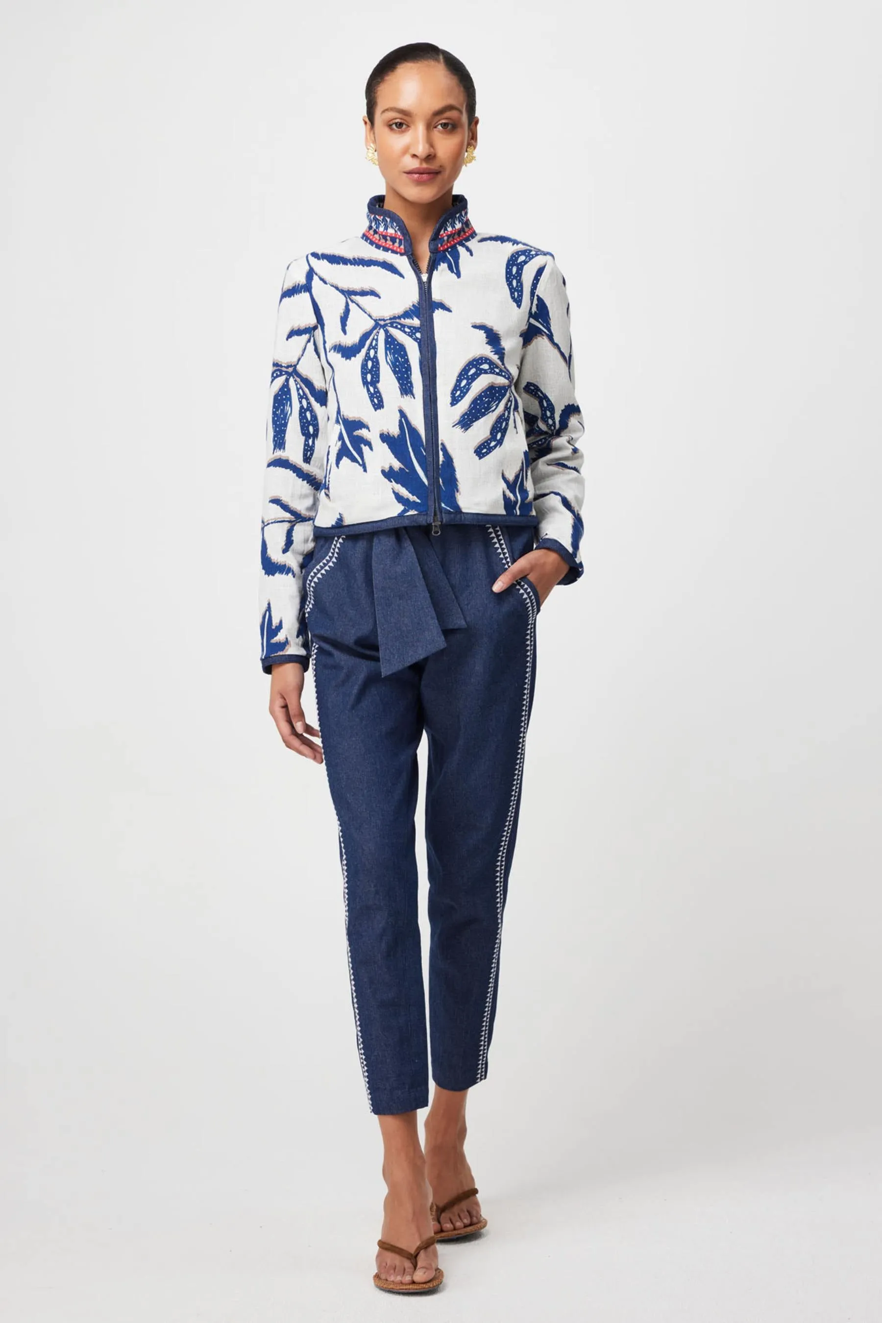 Delray Reversible Embroidered Cotton Jacket | Palm Shadow