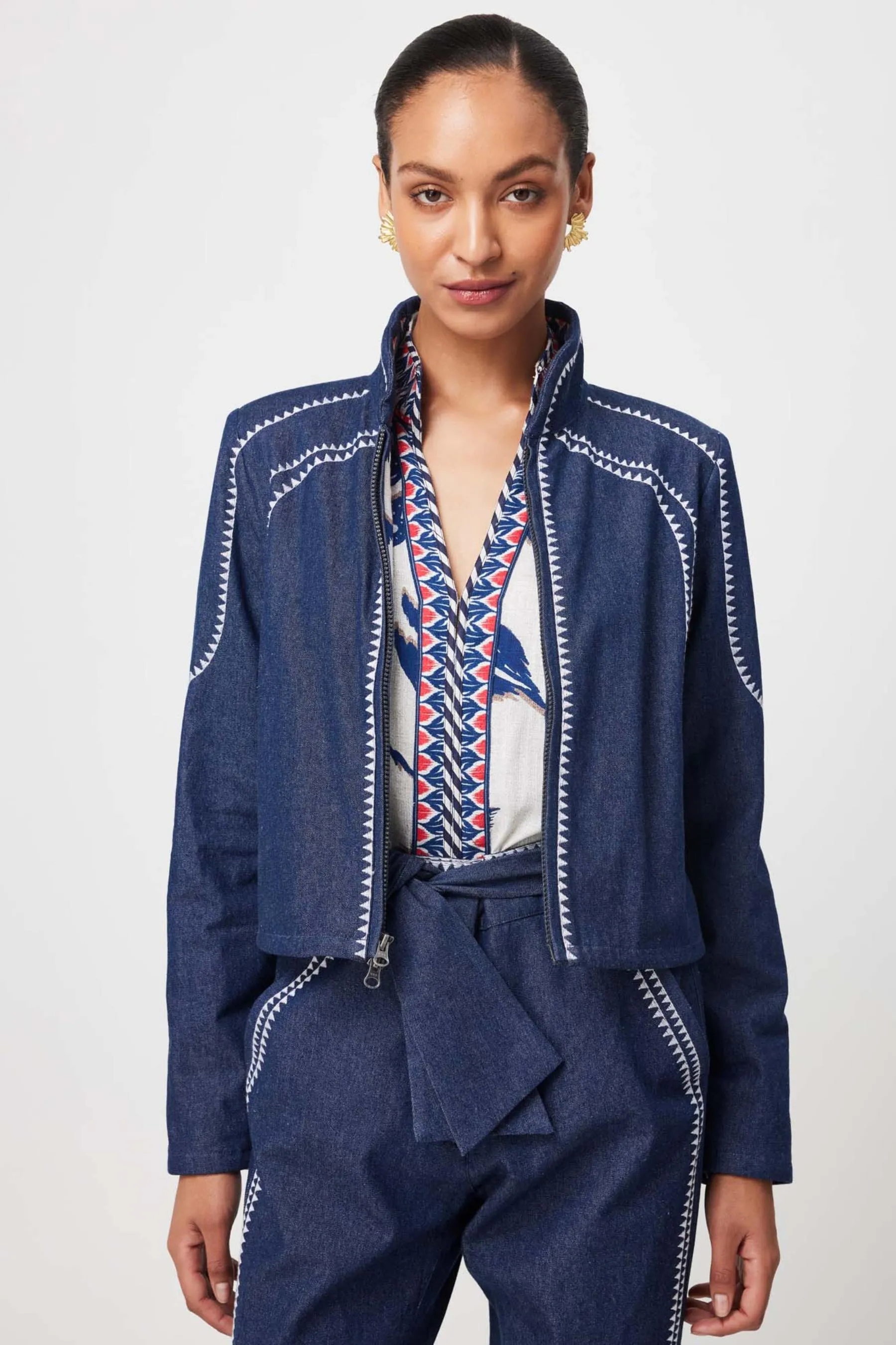 Delray Reversible Embroidered Cotton Jacket | Palm Shadow