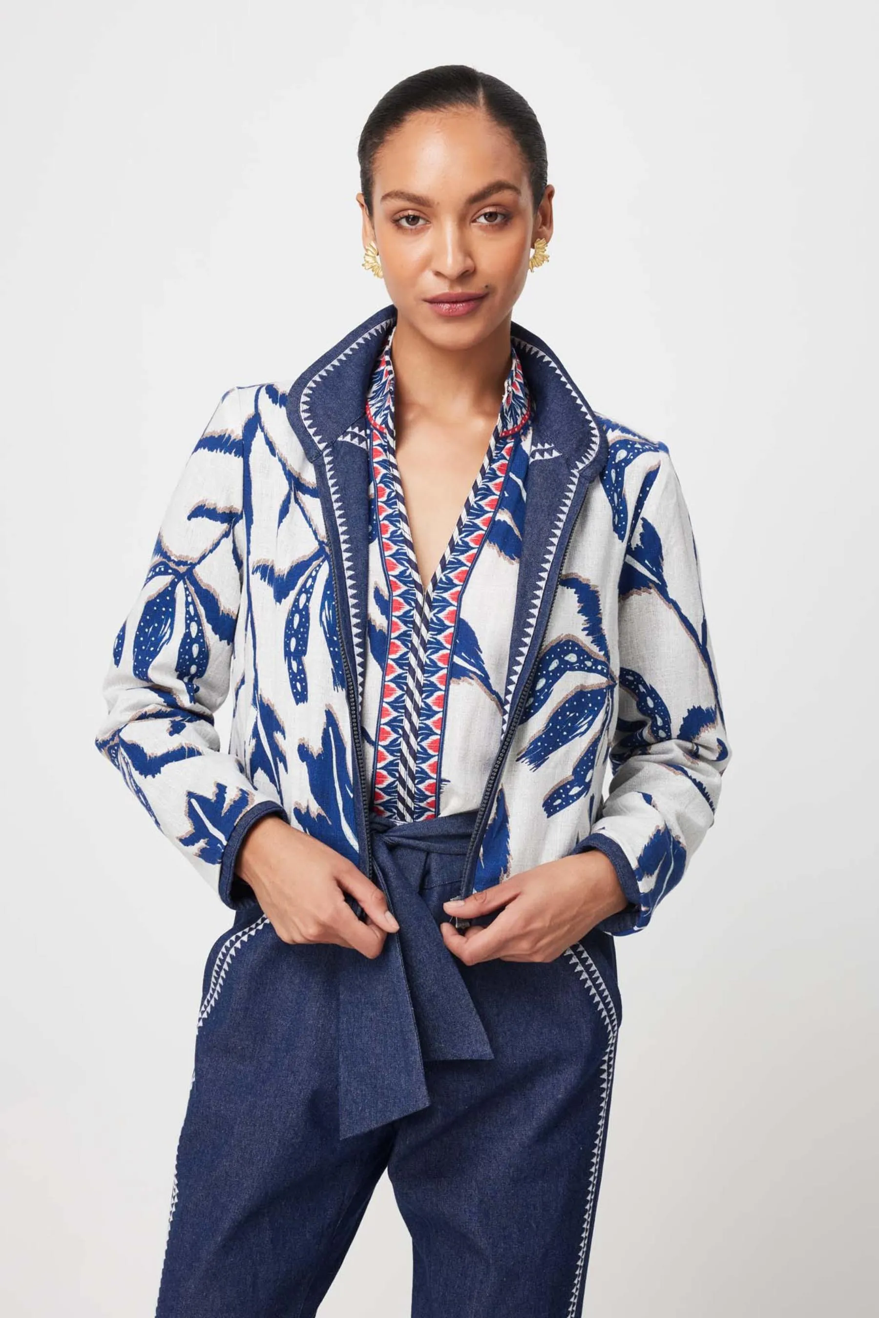 Delray Reversible Embroidered Cotton Jacket | Palm Shadow