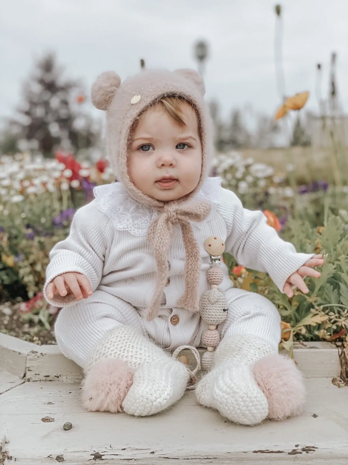 Dusty Pink Cashmere Teddy Hat