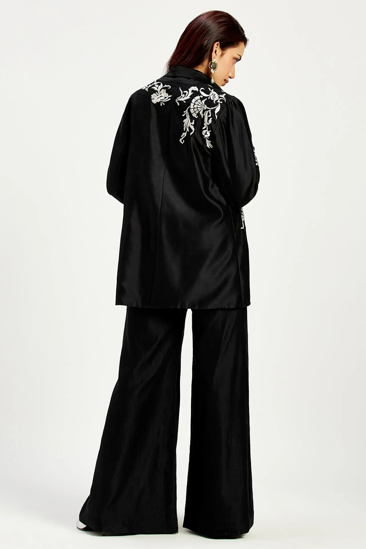 Ebony - Tendril Embroidered Jacket and Pant Set