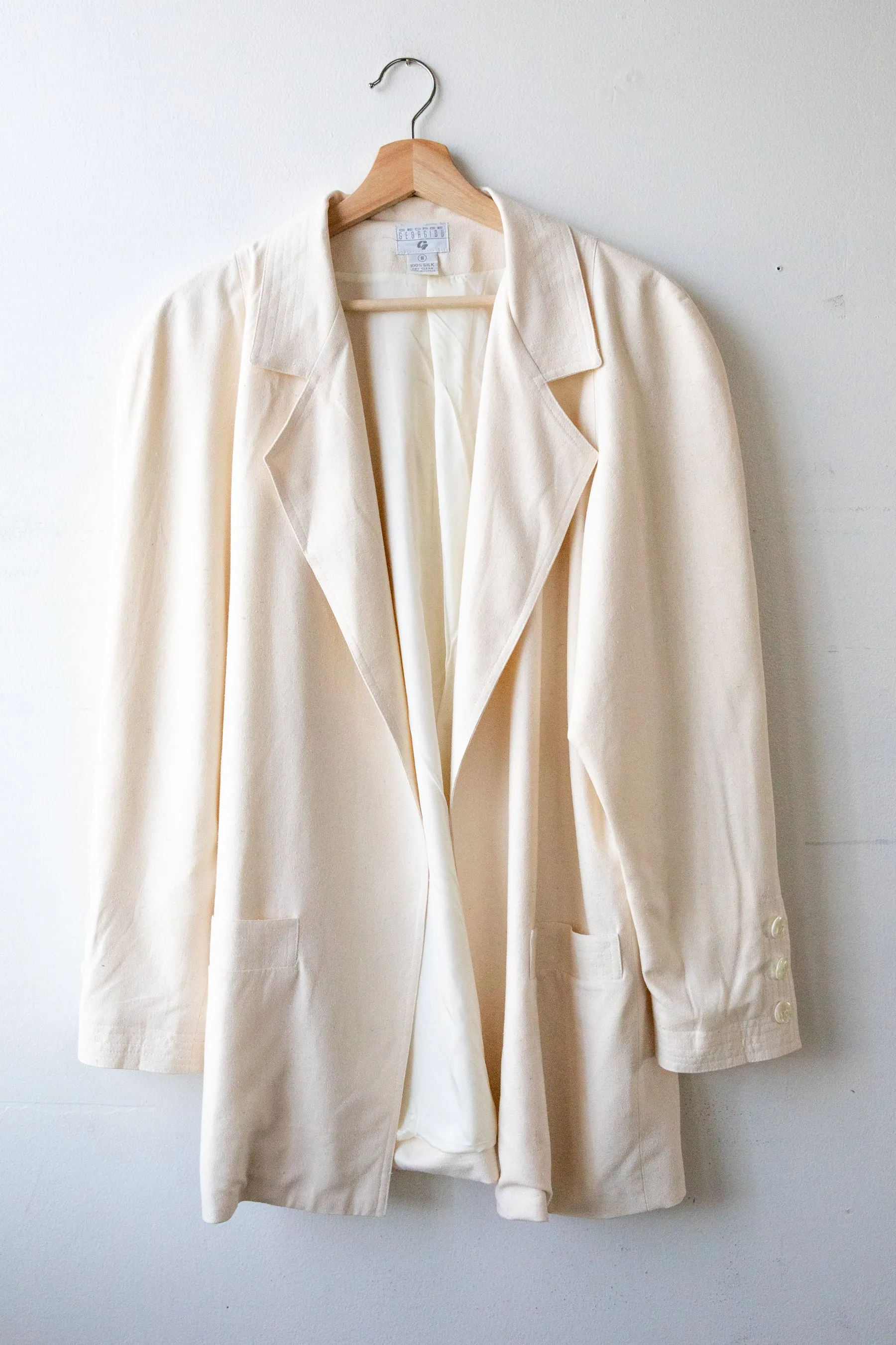 Ecru Raw Silk Blazer