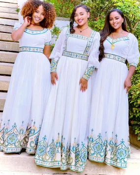 Effortless Elegance in Light Blue Habesha Dress Modern Ethiopian Dress