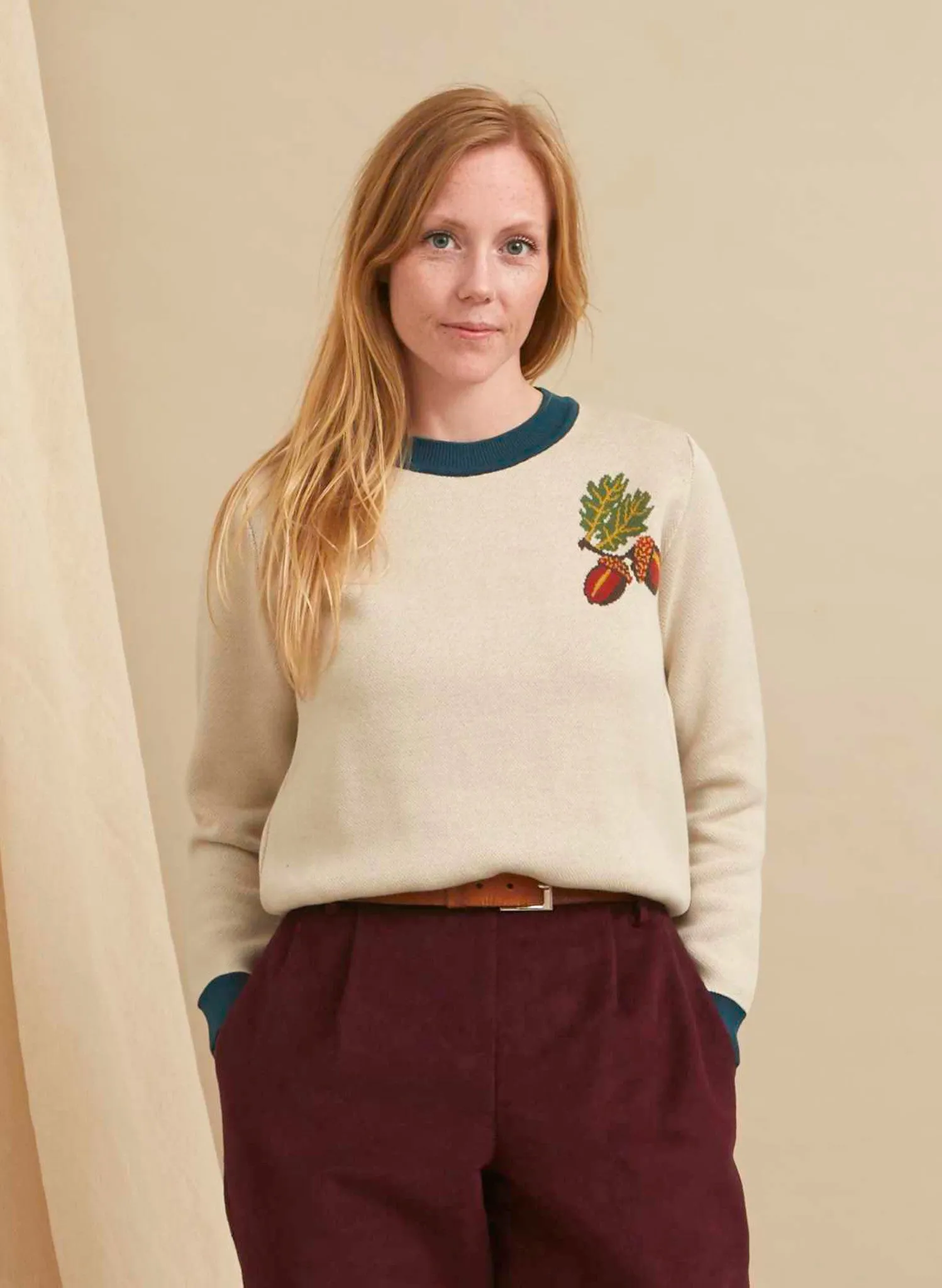 Esther Long Knitted Jumper - Cream Squirrel