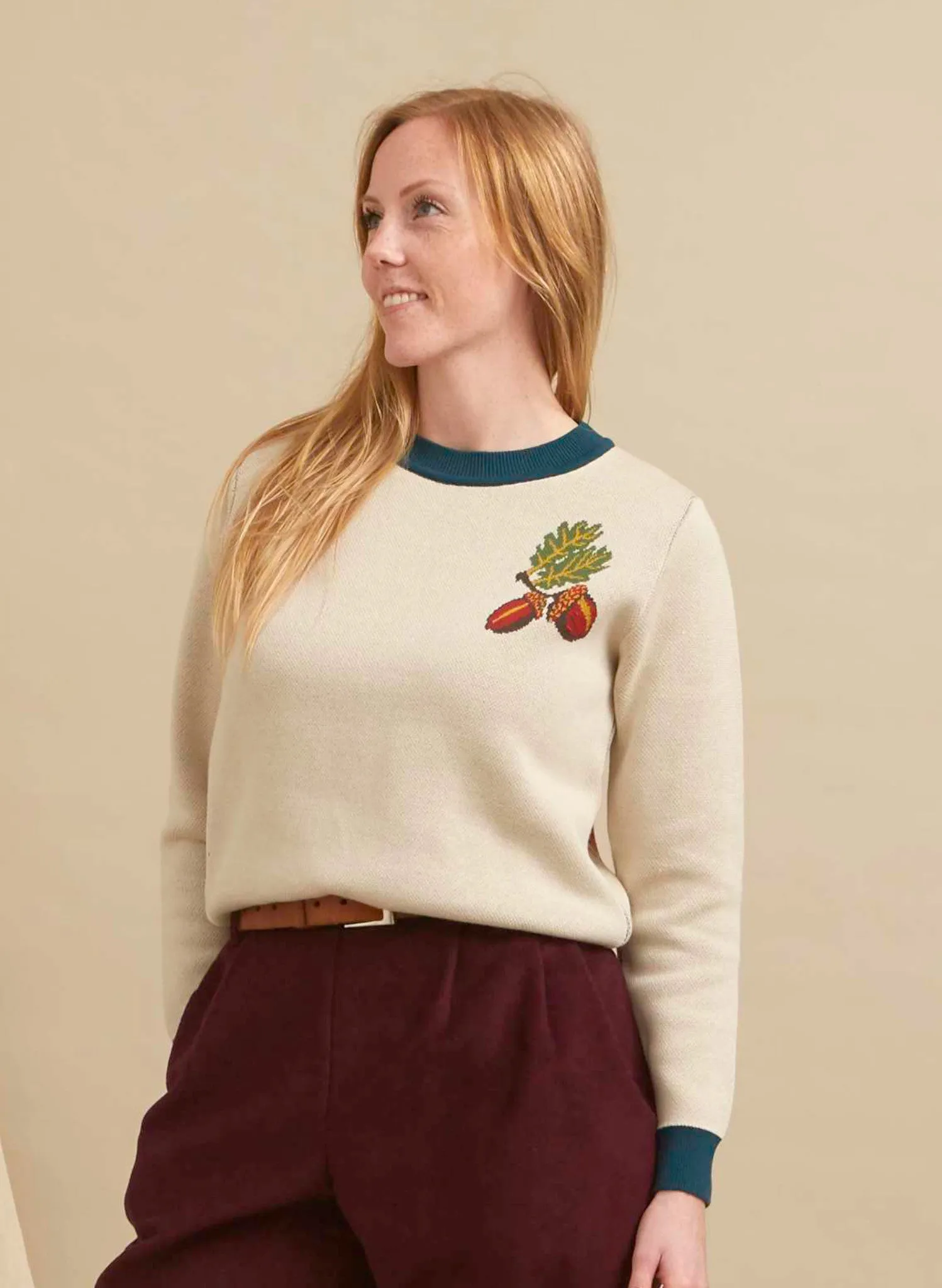 Esther Long Knitted Jumper - Cream Squirrel