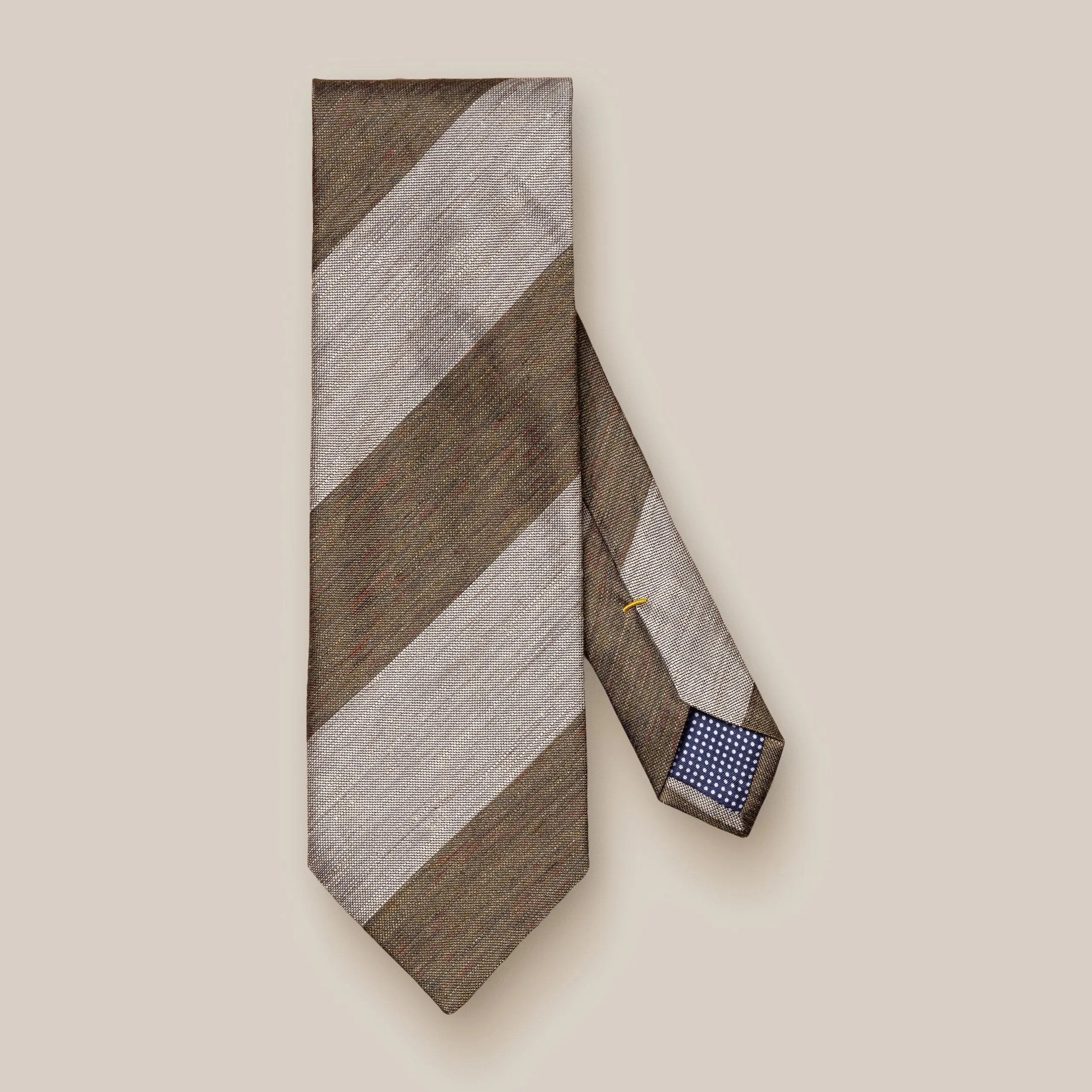 Eton Striped Linen Silk Tie - Green