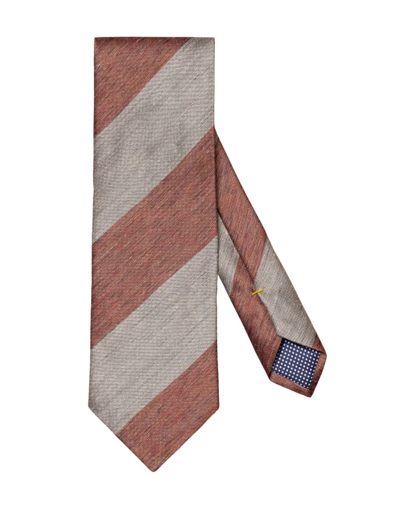 Eton Striped Linen SIlk Tie - Orange