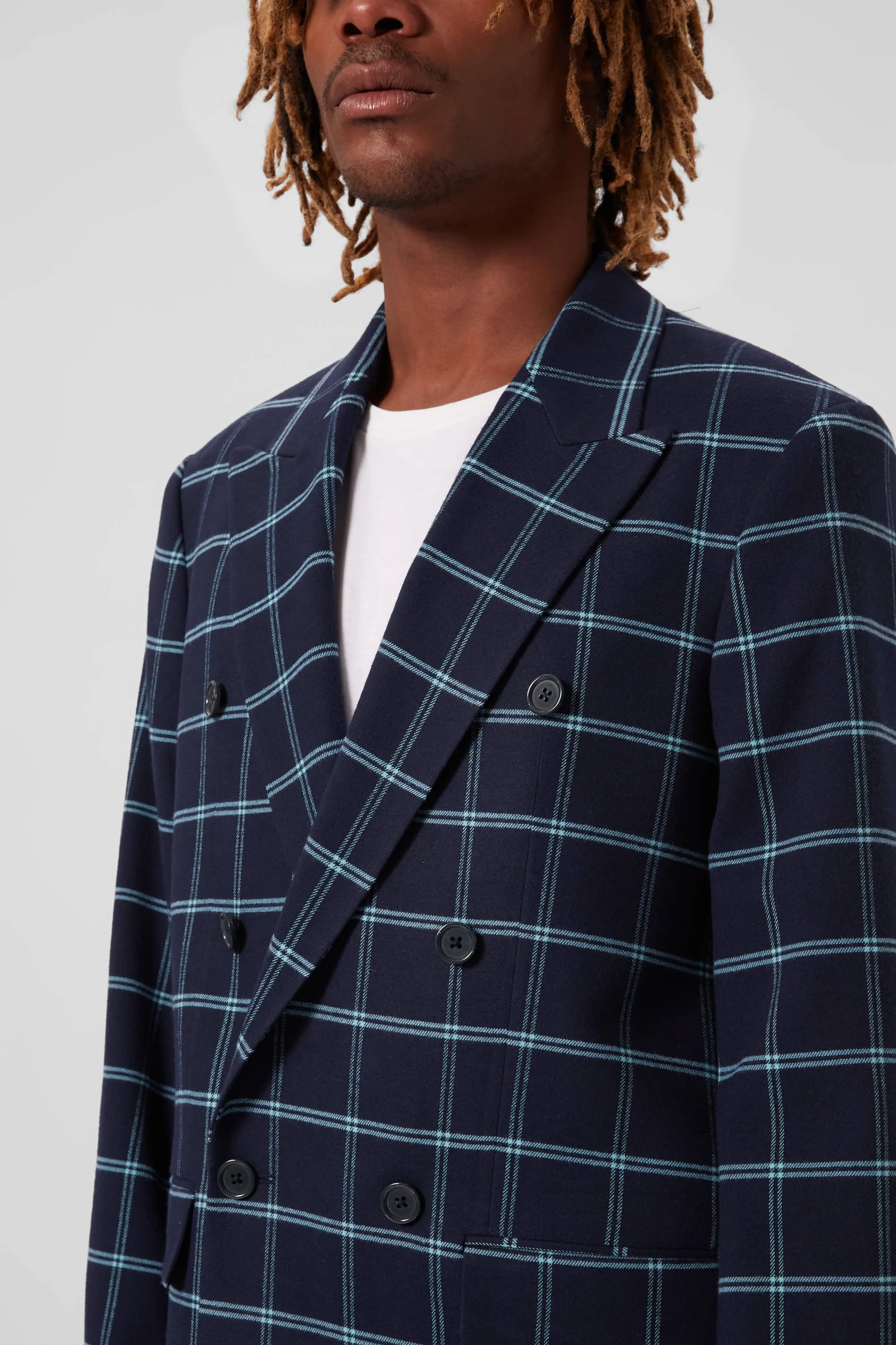 Fabien Oversized Blue Check Jacket - ARCHIVE