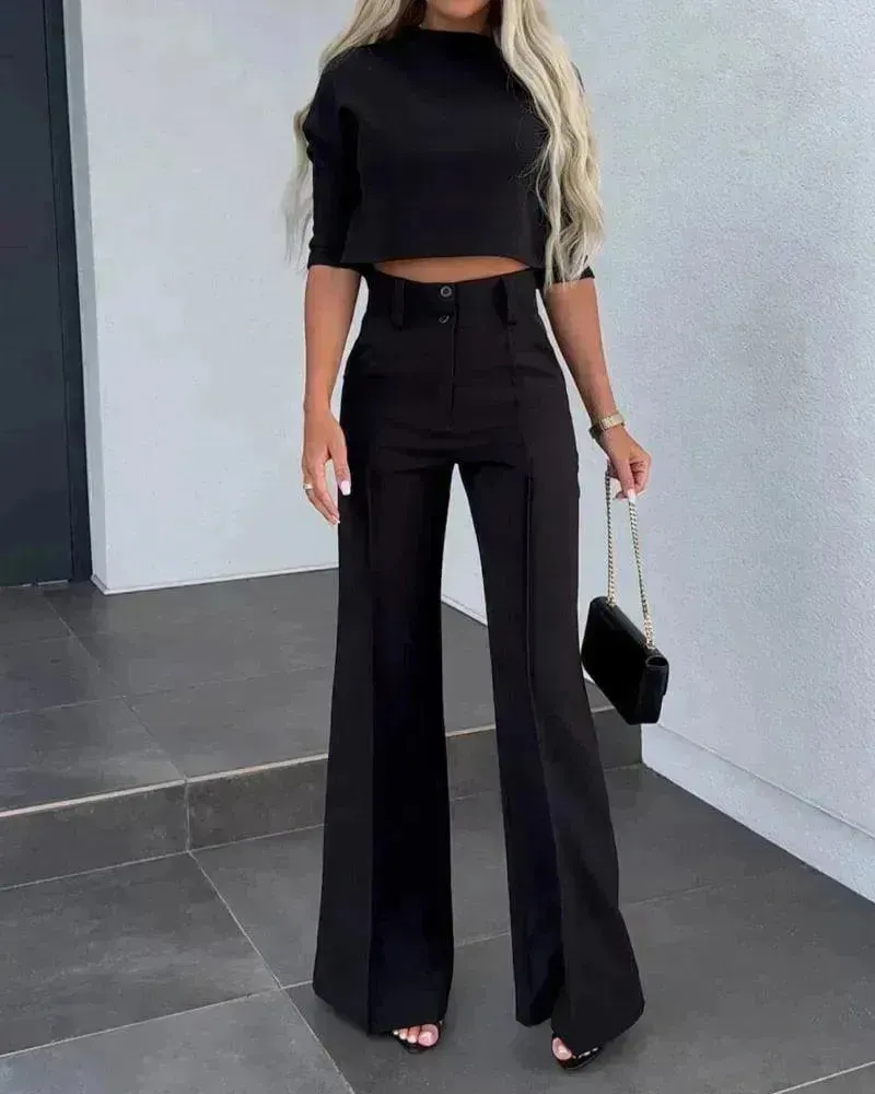 Fashion Tops High Waist Wide Leg