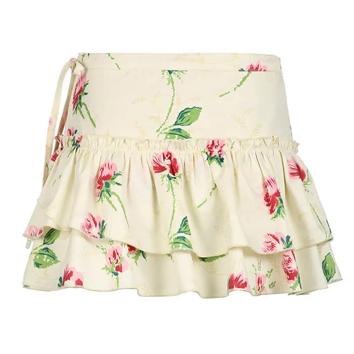 Floral Print Ruffle Skirt