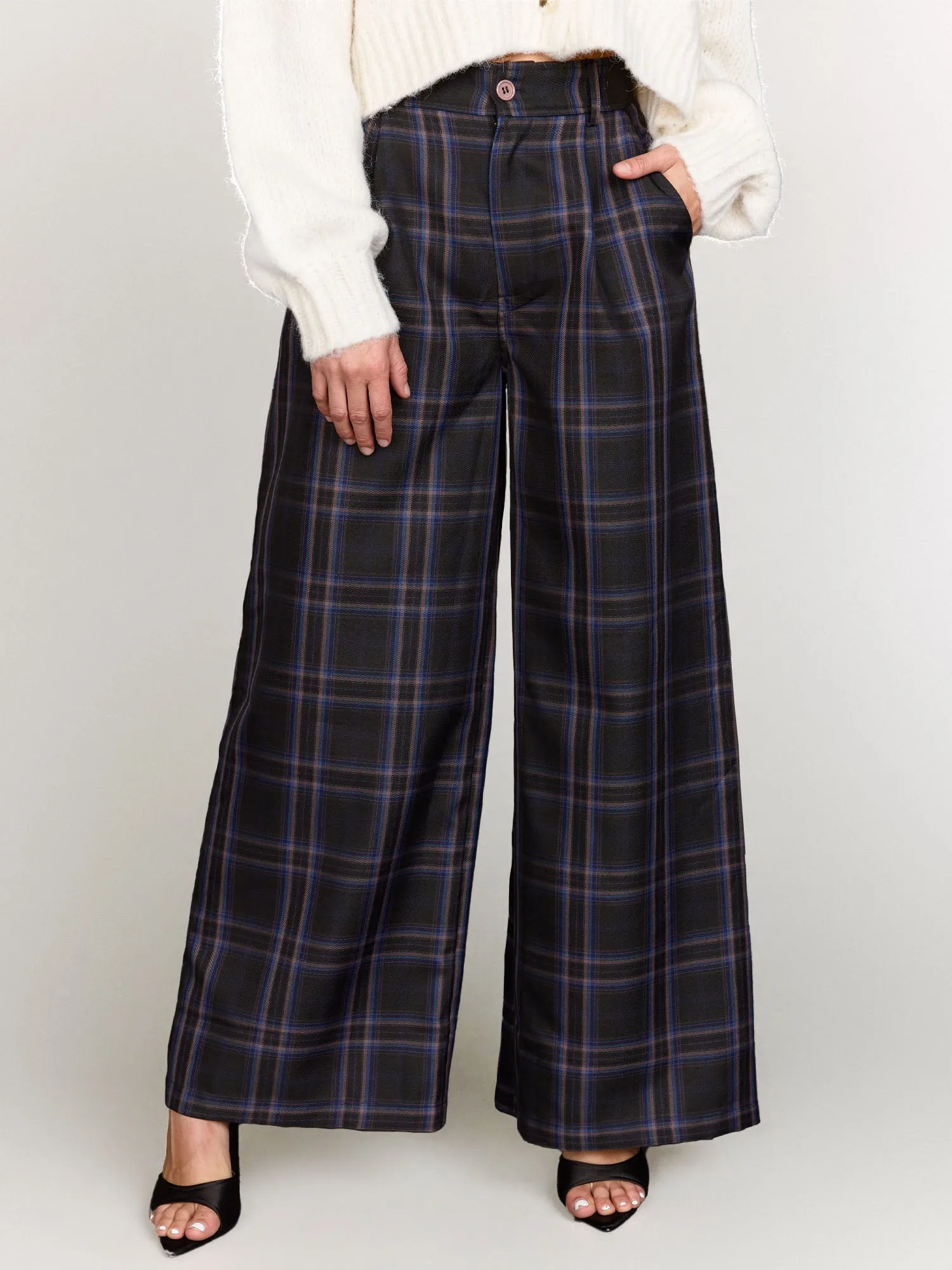 Fore Collection Plaid High Waist Wide Leg Pants - Brands We Love