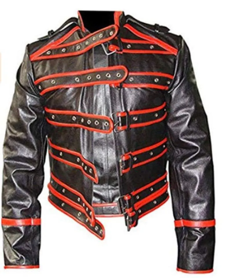 Freddie Mercury Military Concert Black & Red Leather Jacket