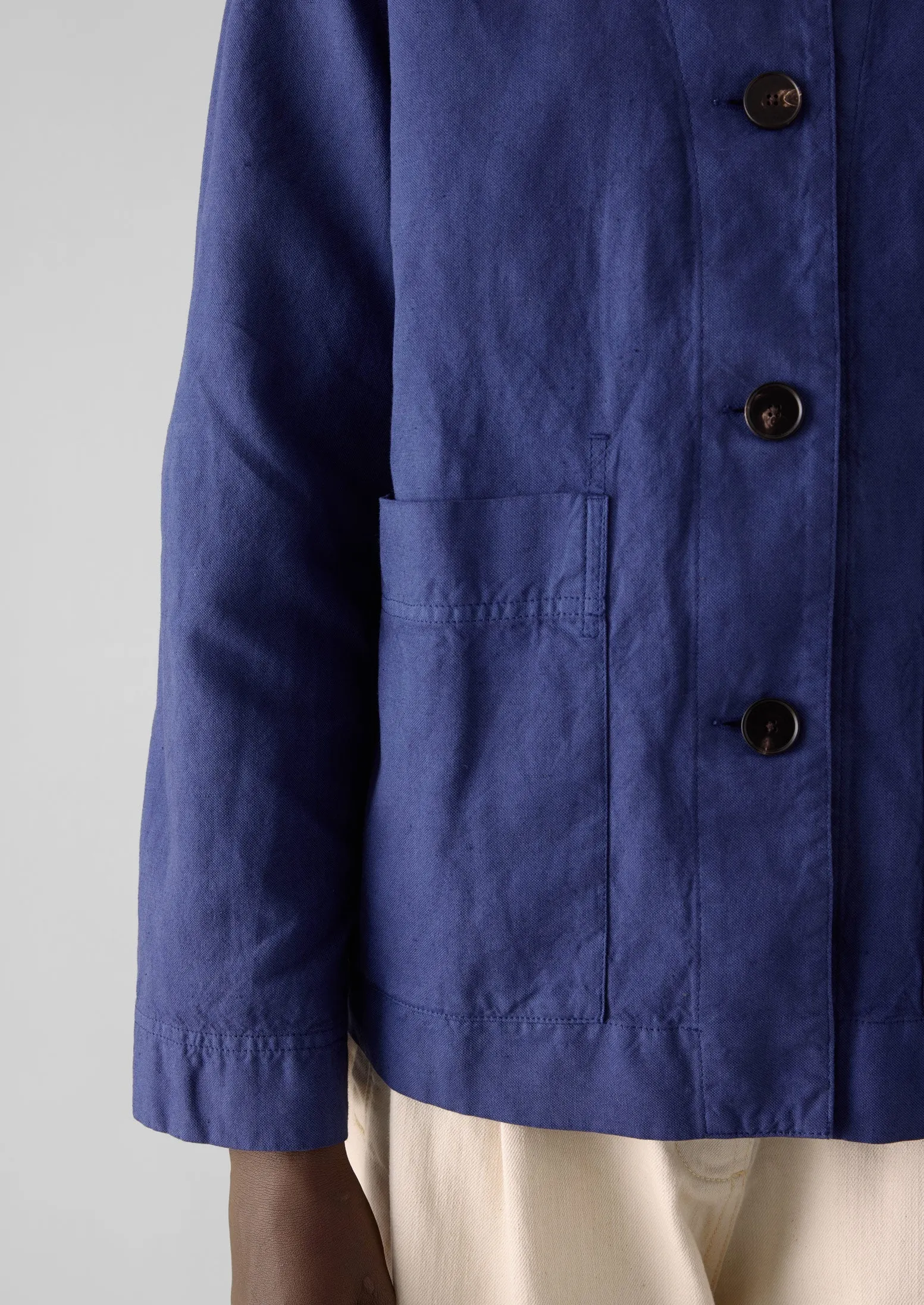 Garment Dyed Cotton Linen Jacket | Indigo