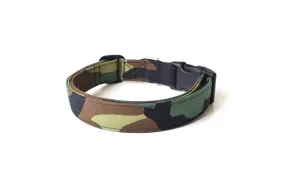 Green, Brown & Black Woodland Camouflage Dog Collar